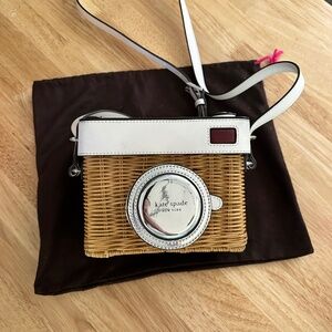 Kate Space Wicker Camera Crossbody Bag